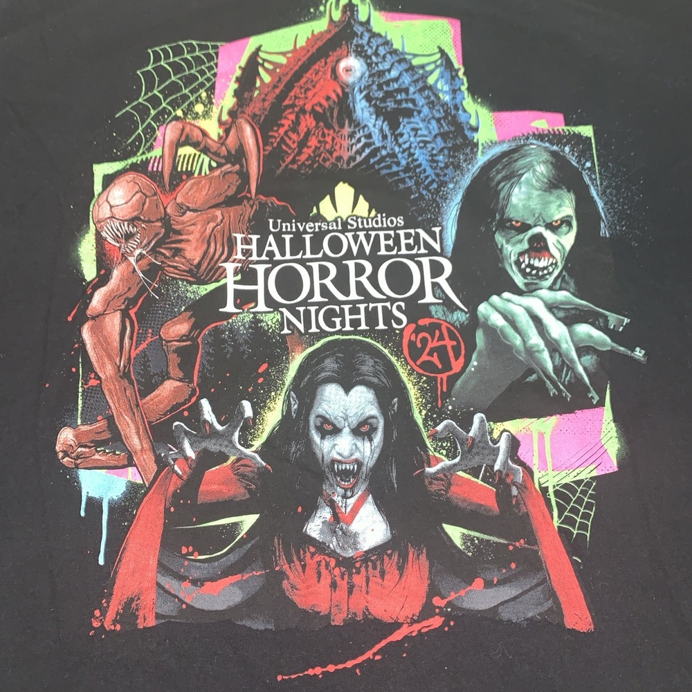 2024‎ Universal Halloween Horror Nights Where Horror Lives Black Shirt Size XL